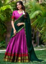 Poly Cotton Pink Traditional Wear Weaving Lehenga Choli